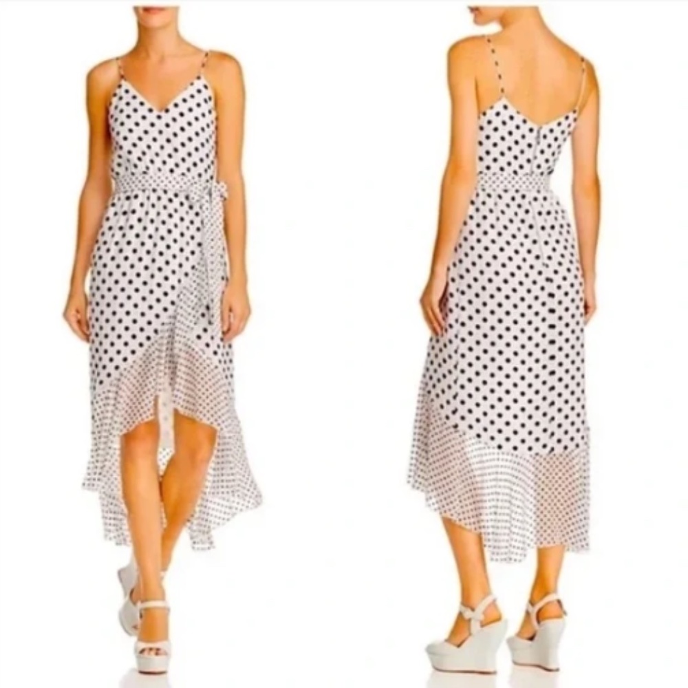 Alice  + Olivia White Polka Dot Midi Dress 0